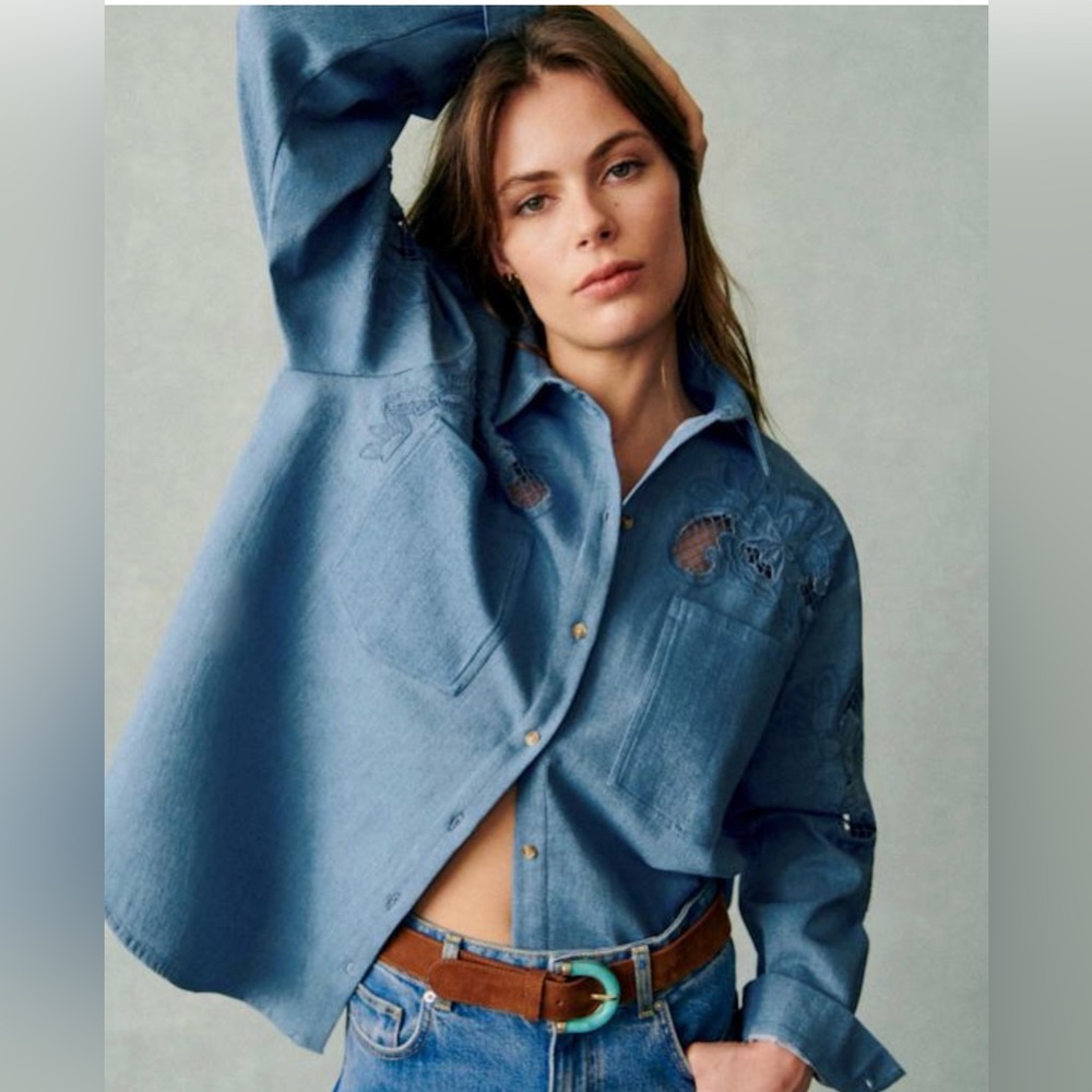 Sezane Naora Shirt Chambray - Size 8